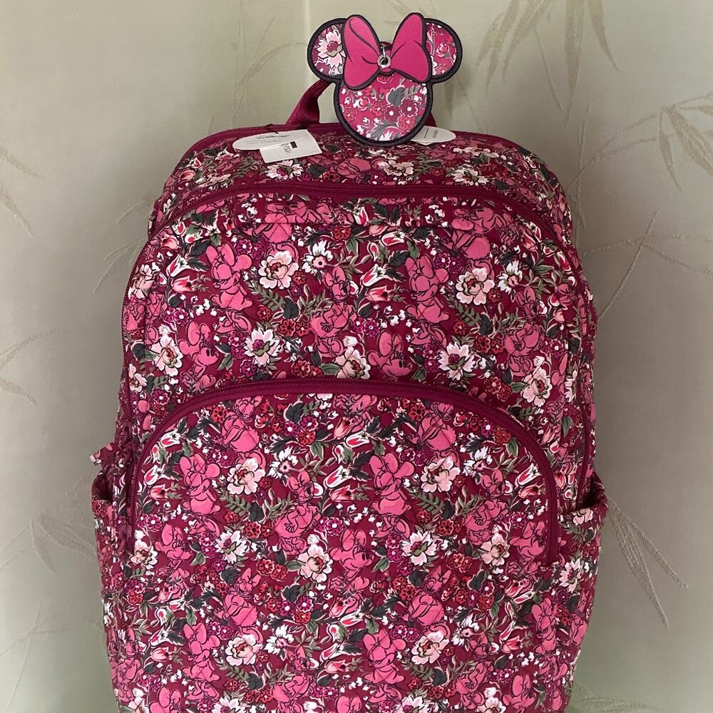VERA BRADLEY DISNEY MINNIE MOUSE AND DAISY LARGE BACKPACK + BAG CHARM (SET) :NWT
